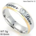 Titanium staal paar ring met Forever Love gravure, 6mm breedte, hart strass. - KR49523-K