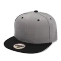 Grey and black snapback baseball cap with flat brim, stylish hip hop hat for men daily wear. - Adults / Light Grey with Black Brim