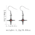 Gothic cross rhinestone dangle earrings for women, dark punk style metal drop earrings. - Retro Red Gemstone Cross Earrings (F1571-3)