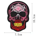 Patch brodé tête de mort punk style moto DIY accessoires de vêtements écussons 10.5cm - Style Crâne Rose (DW9059-2)