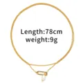 Collana lunga in ottone con perla rétro, design geometrico dorato minimalista per le donne. - Collana Multistrato a Corda con Perla Barocca (2307ZJ19637XL)