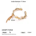 Anello aperto in perle irregolari placcato in oro con catenina pendente, stile vintage chic. - Taglia US 7 / Anello Intrecciato con Perla Artificiale