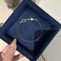 Pulsera de calabaza de plata esterlina S925 con circonitas, elegante joya de muñeca para mujer. - Plata 925 / Rosa oro