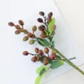 Ramo di bacche di olivo artificiale 3 forche finto frutto per festa matrimonio foto 36cm - Marrone