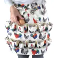 Delantal de lona de granja para recoger huevos con múltiples bolsillos y gallo - Pollo Colorido Bolsillos de Dos Filas
