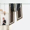 Silk wool twilly scarf narrow long strip diagonal design for women elegant accessory - Classic Bee