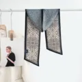 Elegant silk wool skinny scarf with paisley pattern, versatile long neckerchief for women. - Embossed Paisley