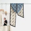 Narrow silk twilly scarf with vintage carriage print, elegant designer style neck scarf. - Double-Sided Carriage