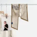 Silk wool blend skinny twilly scarf with vintage sketch art and elegant brown border design. - Ancient Greek