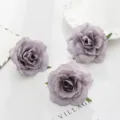 Artificial silk rose peony flowers for DIY wedding party home decoration crafts 3pcs set - Gray