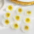 Artificial poppy flower heads DIY craft decorative faux floral accessories for wedding party - Milk Yellow