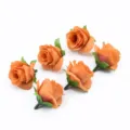 Kunstmatige zijden rozen bloemhoofdjes oranje DIY bruiloft thuis feest decoratie accessoires 6st - Oranje