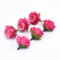 Kunstmatige Roze Zijden Rozen Hoofden voor DIY Bruiloft Huis Decoratie Ambacht 6St - Rozerood