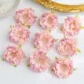 Artificial peony flower heads silk DIY hair accessories garland material pink faux flower - Gradient Pink Purple