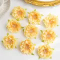 Yellow artificial peony flower heads variant, silk floral material for hair clips and DIY crafts. - Yellow