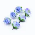 Testine di rose in seta blu artificiale per decorazione di nozze casa fai da te, 6 pz - Azzurro