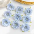 Light blue artificial silk peony flower heads for DIY hair accessories and wreaths. - Blue