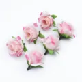 Teste di rose artificiali in seta rosa sfumato matrimonio decorazione casa 6 pz. - Rosa chiaro