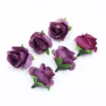 Testine di rose artificiali viola in seta, 6 pezzi fiori finti per decorazione matrimonio fai da te. - Rosso Uva