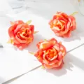 Kunstzijde rozen bloemhoofden oranje verloop voor huwelijk DIY huisdecoratie ambachten - Oranje