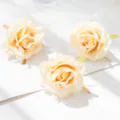 European style artificial small rose silk flowers for home decor, wedding and DIY crafts. - Off White