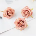 Artificial silk rose flower heads for DIY crafts wedding home party decoration pink - Coffee