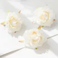 White artificial small rose silk flowers for home decor DIY crafts and wedding decor. - White