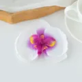 Artificial phalaenopsis orchid flower head white purple DIY hair clip craft decoration - Purple and White