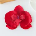 Artificial red phalaenopsis flower with LED light for DIY crafts and hair accessories. - Bright Red