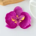 Artificial Phalaenopsis Orchid Flower Head DIY Hairpin Cake Dessert Table Decor 1Pcs - Deep purple