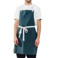 Linen cotton work apron with pockets, adjustable straps, durable cooking kitchen chef apron. - Lake Blue