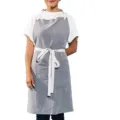 Gray cotton linen casual apron with white straps and pockets, breathable workwear for kitchen. - Light Gray
