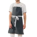 Cotton linen casual apron with cross straps and pockets, breathable workwear for kitchen and gardening. - Dark Gray