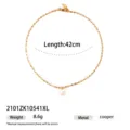 Elegant gold bead chain necklace with natural freshwater pearl pendant, chic clavicle jewelry. - Bead Chain Pearl Necklace (2101ZK10541XL)