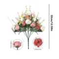 Detailansicht des künstlichen 21-Kopf Rosenstrauchs mit Maßangaben und der 7-Gabel-Struktur. - Rosa