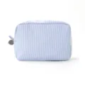 Blau-weiße gestreifte Seersucker Kosmetiktasche tragbare Reise Make-up Aufbewahrungstasche - Marineblau