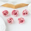 Cabezas de rosas artificiales pequeñas para manualidades DIY, accesorios de pelo y decoraciones. - Rosa empolvado