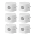 Pack of 6 magnetic cable organizers, white desktop cord clips, silicone wire management. - Set of 6 / White