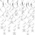 Decorazioni appendibili a spirale argentata con stelle, ideali per feste e decorazioni. - Argento Stella Spirale Confezione da 6