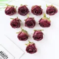 Künstliche dunkle rote Rosenblüten Seidenblumen für DIY Handwerk Hochzeit Dekoration - Burgunderrot