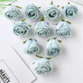 Seide künstliche Rosenblütenköpfe für DIY Handwerk, Hochzeitsdekoration und Geschenkschachtel. - Seeblau