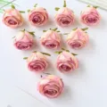 Kunstseide Rosen Blüten Köpfe Rosa DIY Handwerk Hochzeit Party Heim Deko Set Neu - Champagner Rose