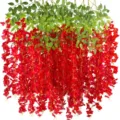 Kunstmatige rode wisteria hangende bloemen bruiloft feest woonkamer plafond decor 1st - Rood