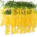 Kunstmatige gele blauweregen hangende bloem wijnstok detail voor huwelijk plafond decor. - Geel