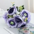 Artificial purple flower bouquet home decoration table floral ornament for living room decor - Purple