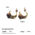 Eleganti orecchini a mezzaluna in occhio di tigre con specifiche di dimensioni e peso. - Stile Mezzaluna (2312QT23397YZ)