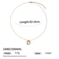 Minimalist gold chain necklace with geometric double ring pendant elegant daily jewelry for women - Double Ring Buckle(2408ZJ30840XL) / Gold