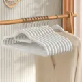 Cream white plastic clothes hangers, reinforced double slot non-slip coat hangers pack. - Traceless Non-Slip Dual Slot Adult Style / Cream White