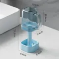 Badezimmer Zahnbürstenhalter Set mit hängendem Mundbecher und Abtropfständer für den Haushalt. - Transparentes Blau