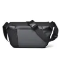 Bolso cruzado de hombre pecho gris oscuro bandolera funcional deporte viaje casual - Negro y Gris